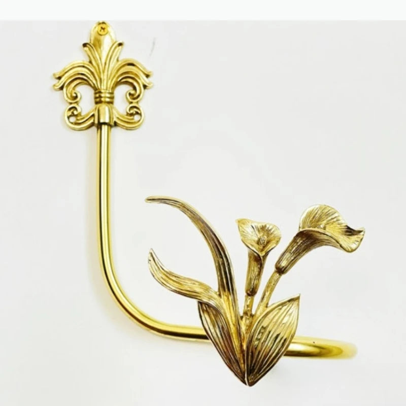 porte serviettes mural classique baroque fleurs stylisées doré fixations plaque fixation inclusOpaque