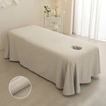 couvre lit massage uni beige clair polyester coton moderne taille 230x115cm