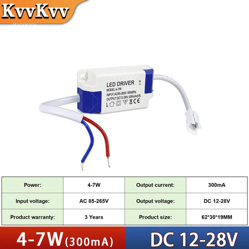 Drivers LED 110V 220V 3W 5W 7W 12W 18W 24W 36W 50W blanc bleu