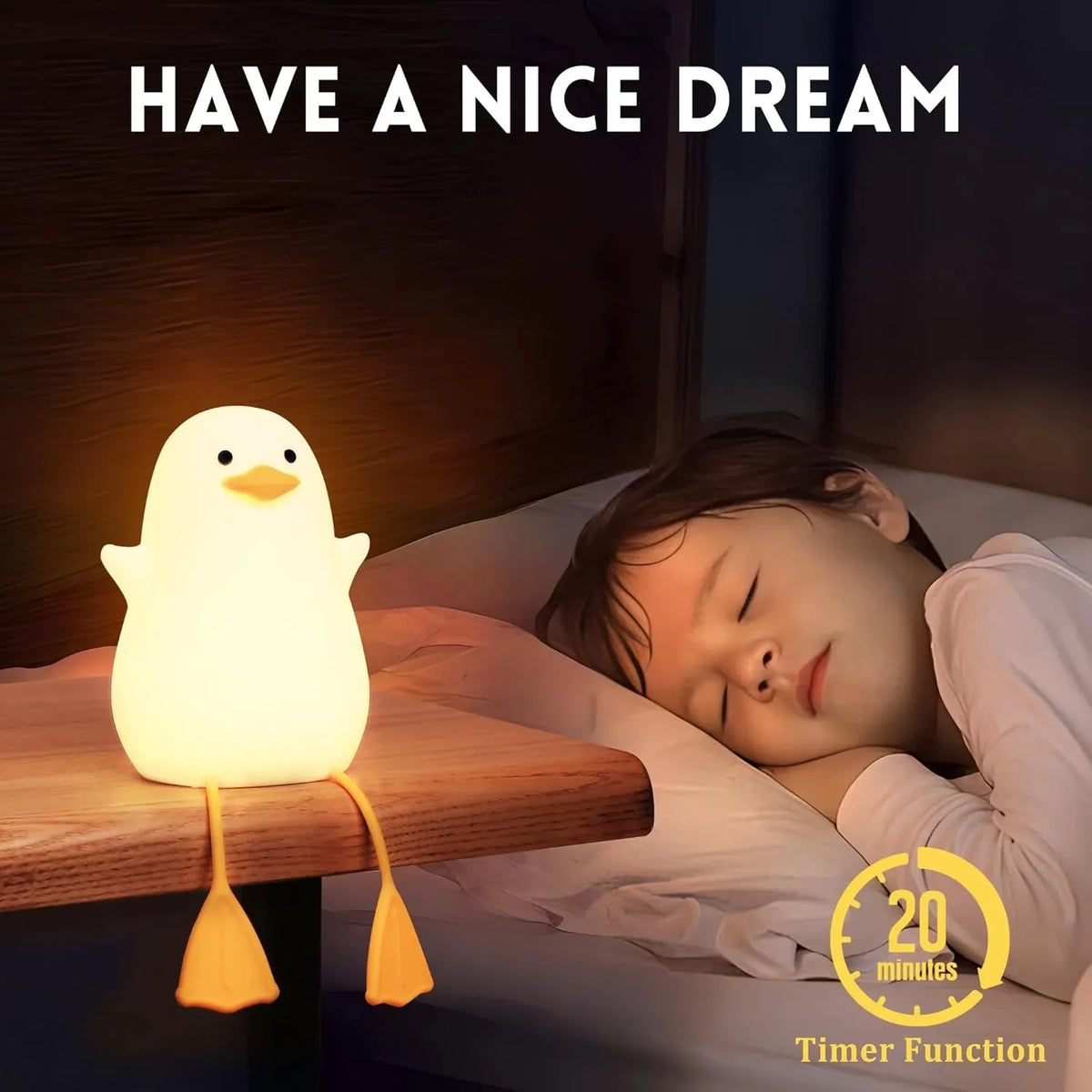lampe chevet oiseau blanc jaune silicone souple enfant rechargeable usb tactile