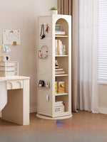 meuble rangement rotatif moderne perforé bois beige clair.storage bibliothèque accessoires livres