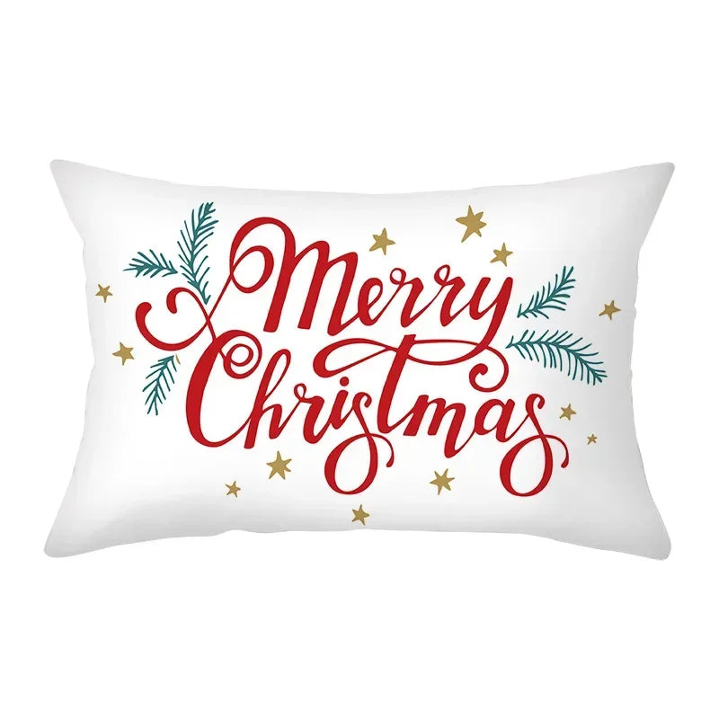 coussin Noël rouge motif rennes flocons neige décoration canapé salon fête hiver 30x50cm