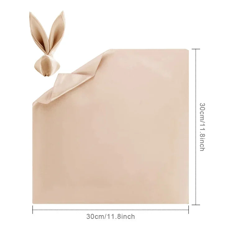 serviettes table rose pâle bleu royal beige clair modernes 12 pièces satinées polyester