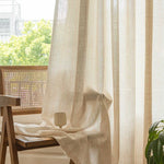rideau polyester semi transparent moderne rayures fines beige clair salon chambre W150xH250cm