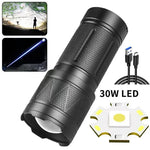 torche puissante led rechargeable 12000mAh zoomable autodéfense banque alimentation moderne