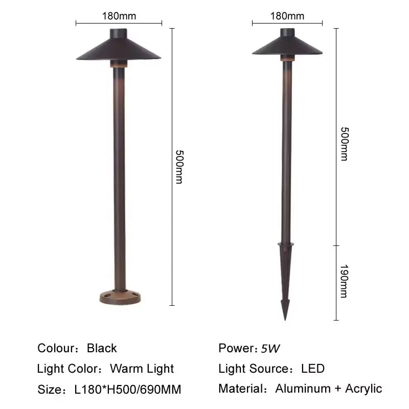 lampe extérieure moderne led noire étanche aluminium base fixation 500mm 690mm