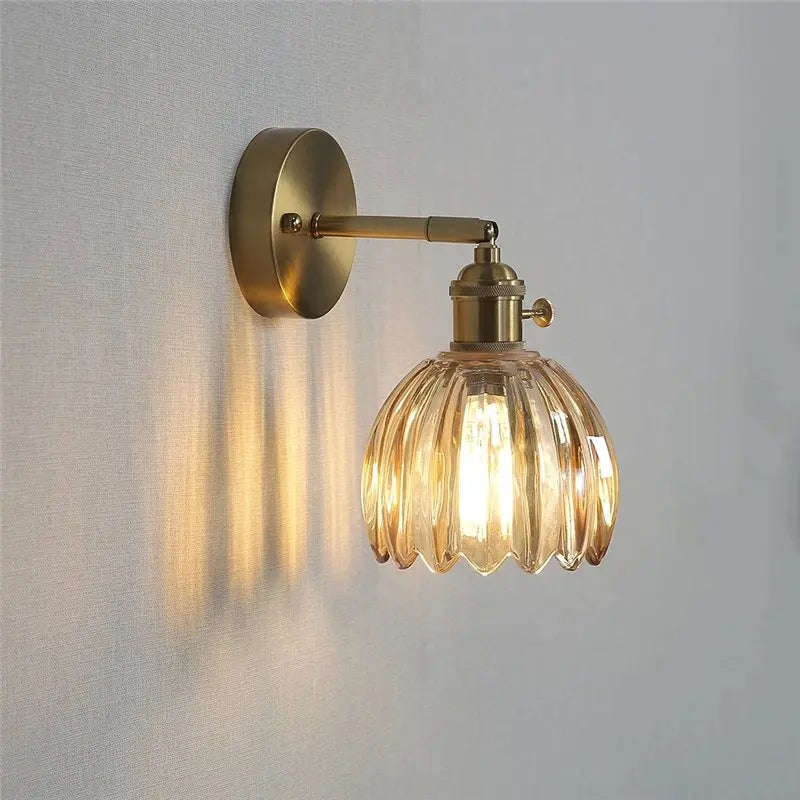 lampe murale moderne verre floral or vert translucide vintage fixée mur led contemporain