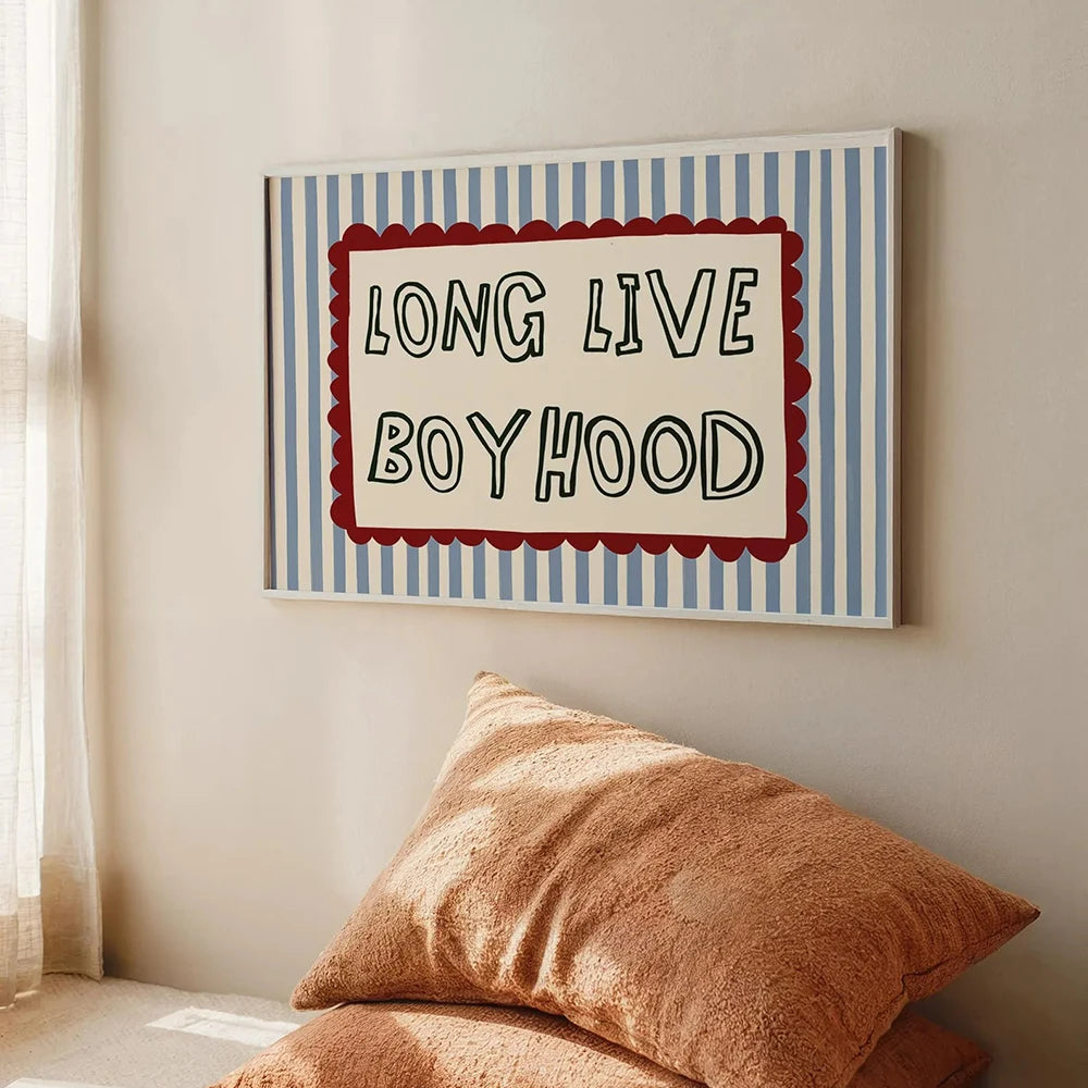decoration murale classique moderne toile impression texte rayures horizontales chambre enfant 60x80cm