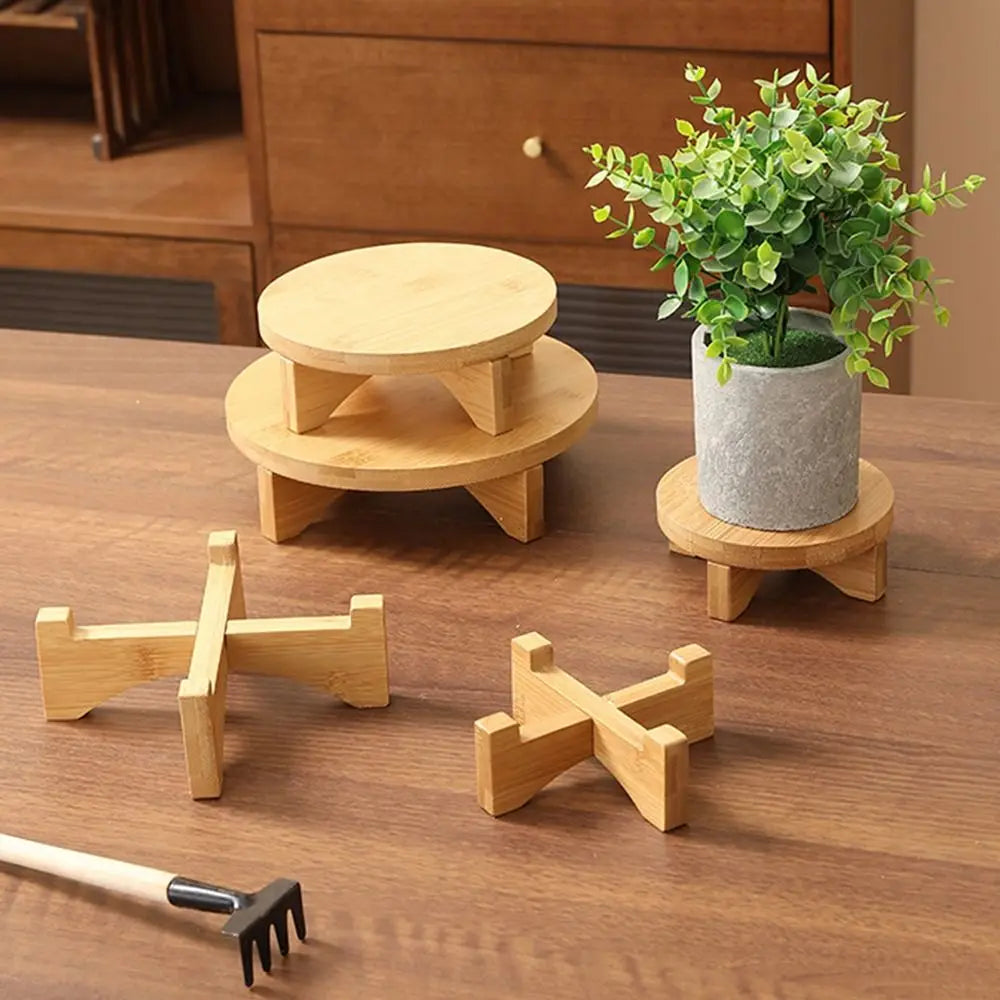support plantes bois clair minimaliste moderne différents pots fleurs ornement