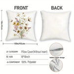 taies d'oreiller imprimées motif floral papillons moderne polyester blanc zip 40x40cm 45x45cm 50x50cm 60x60cm