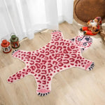 tapis imprimé léopard rose moderne salon chambre doux polyester