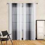 rideau gris blanc moderne translucide tissu lin coton carreaux panneaux chambre salon
