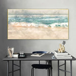 tableau abstrait paysage marin moderne toile bleu blanc nuages sans cadre
