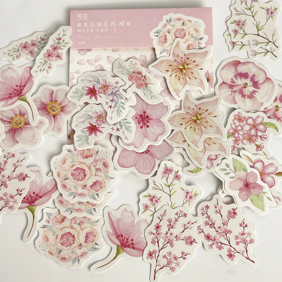 sticker fleur rose blanc violet bleu jaune scrapbooking journal intime papeterie decorative planificateur aesthetic