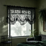 rideau floral transparent noir blanc classique dentelle brodée 130cmx60cm