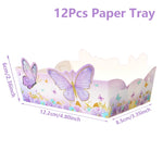 boîtes pop corn décoratives papillons rose violet doré fête anniversaire mariage baptême fille
