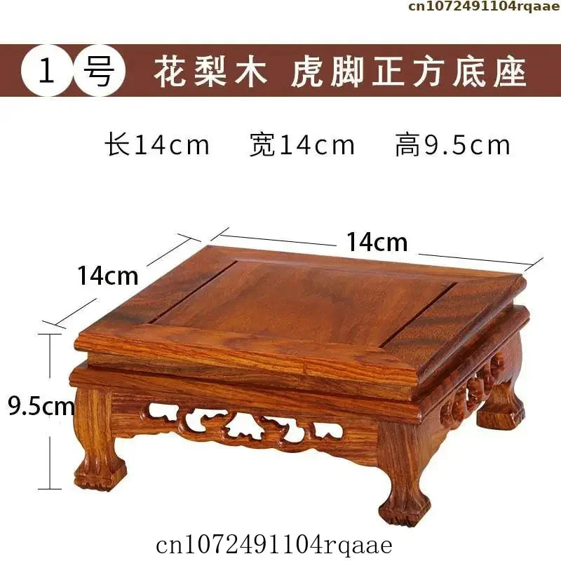 support présentation bois massif socle figurine vase théière décoration chinois traditionnel gravure
