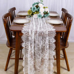chemin table dentelle florale blanc transparent élégant été action grâce assiettes blancs bords dorés
