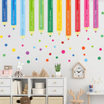 sticker mural crayons colorés messages positifs moderne enfants chambre bleu vert jaune orange rose