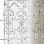 rideau blanc floral brodé transparent moderne maison hospitalière tulle polyester