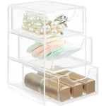 boîte rangement bijoux accessoires cheveux transparent moderne poignées boucles doreilles bracelets rubans élastiques clips