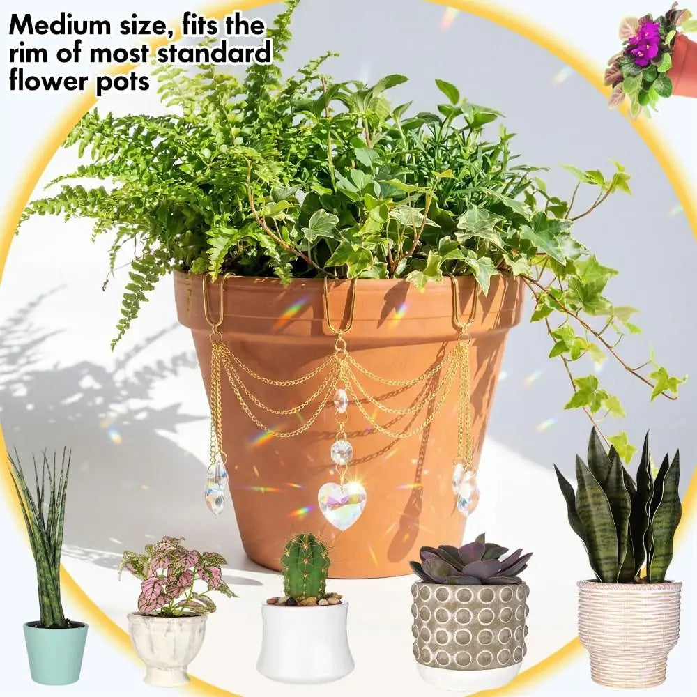 décoration suspendue pot fleurs dorées motifs floraux moderne élégant clips transparents