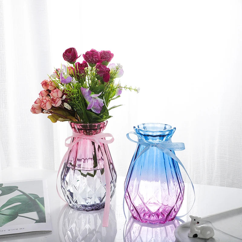 vases verre transparent diamant rose bleu gris vert moderne