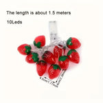 guirlande lumineuse fraises rouge vert 10 led 1.5m decoration festive echangement piles