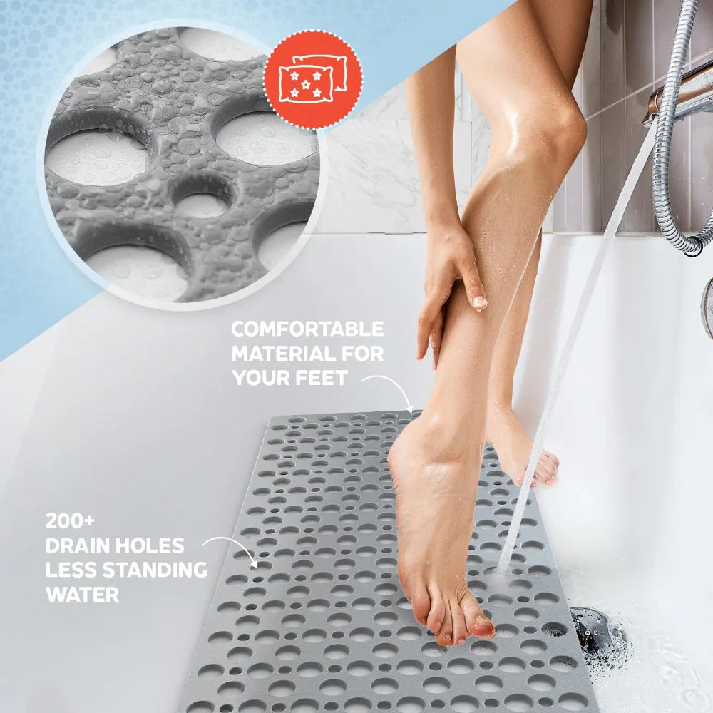 tapis bain moderne ventouses antidérapantes drainage rapide lavable machine gris blanc beige