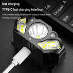 lampe frontale led noir gris moderne ceinture ajustable robuste étanche camping randonnée