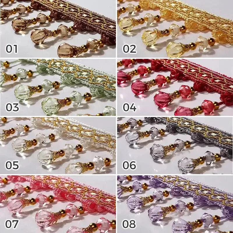 ruban décoratif brodé cristal rose marron violet vert jaune vêtement textile maison rideau