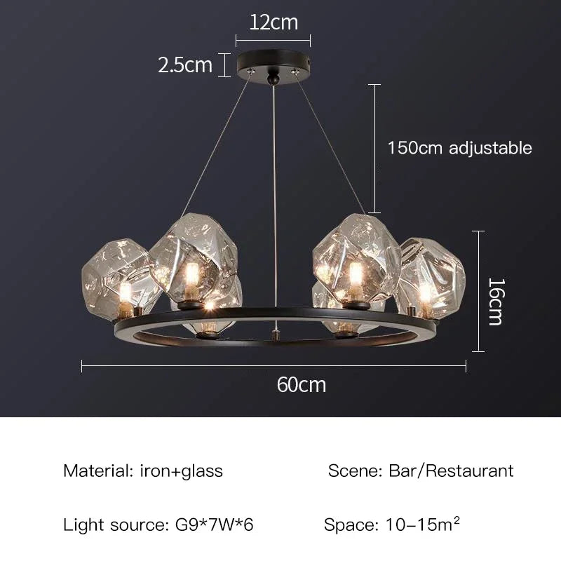 suspension lumineuse moderne scandinave ampoules led noir transparent