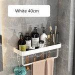 étagère murale salle bain blanche aluminium porte serviette porte brosse dents