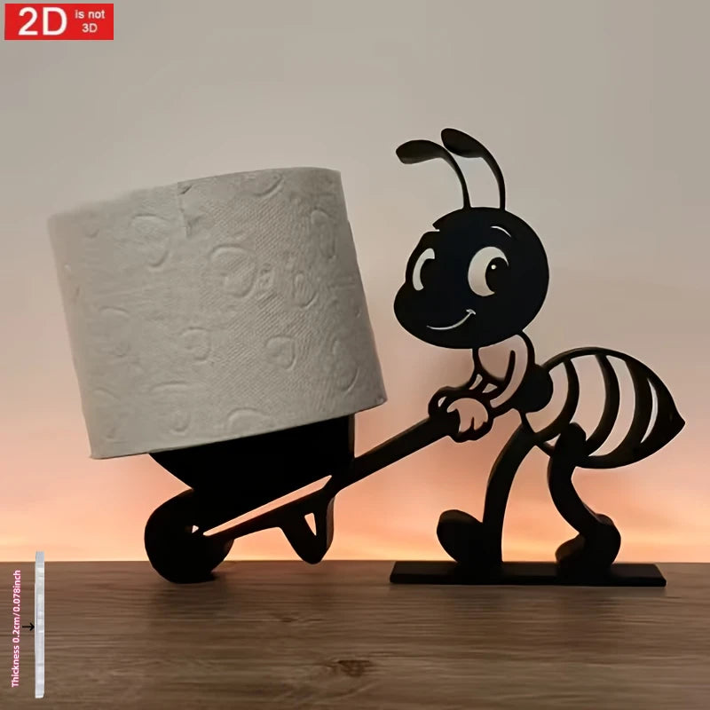 support papier toilette fourmi animé noir rayures adhésif stable ne se renverse pas facilement