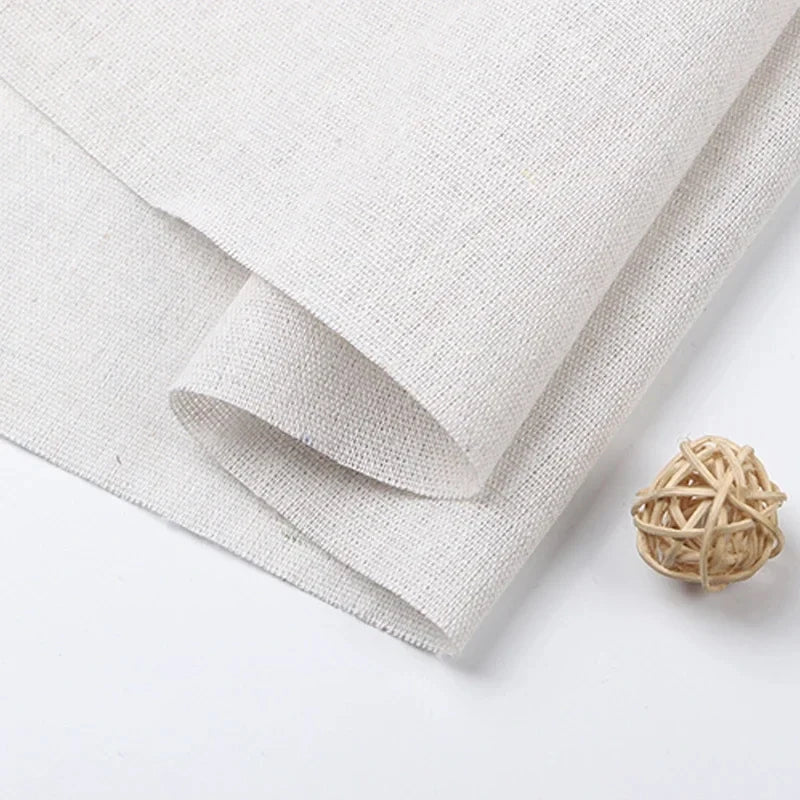 tissu coton lin beige clair foncé texture classique 150cm largeur pré coupé deco artisanal