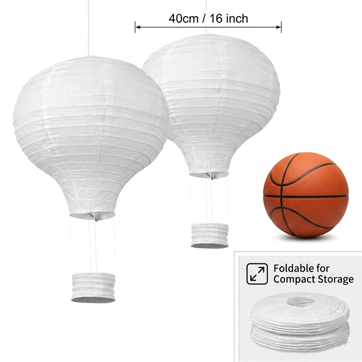 décoration moderne lampe suspendue forme montgolfière blanc rayures horizontales opalescentes chambre enfant anniversaire mariage
