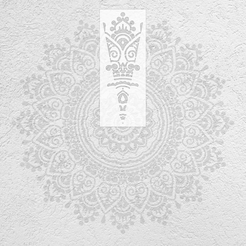 Stencil mural mandala ornements floraux noir blanc artisanal décoration adhésif grande taille peinture