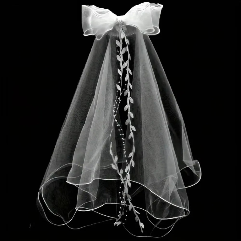 voile mariée dentelle broderie feuilles blanches classique romantique tulle translucide headpiece mariage femme
