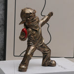 statuette enfant lançant cœur résine blanc bronze moderne décor intérieur collection figuration