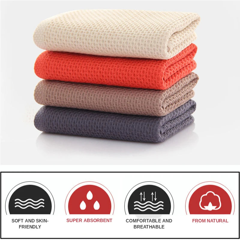 serviette coton waffle rapide absorbant main bain adultes rouge marron gris beige moderne