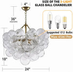 suspension lumineuse moderne élégante transparente billes dorées effet bulles chaîne métallique chambre salon étude