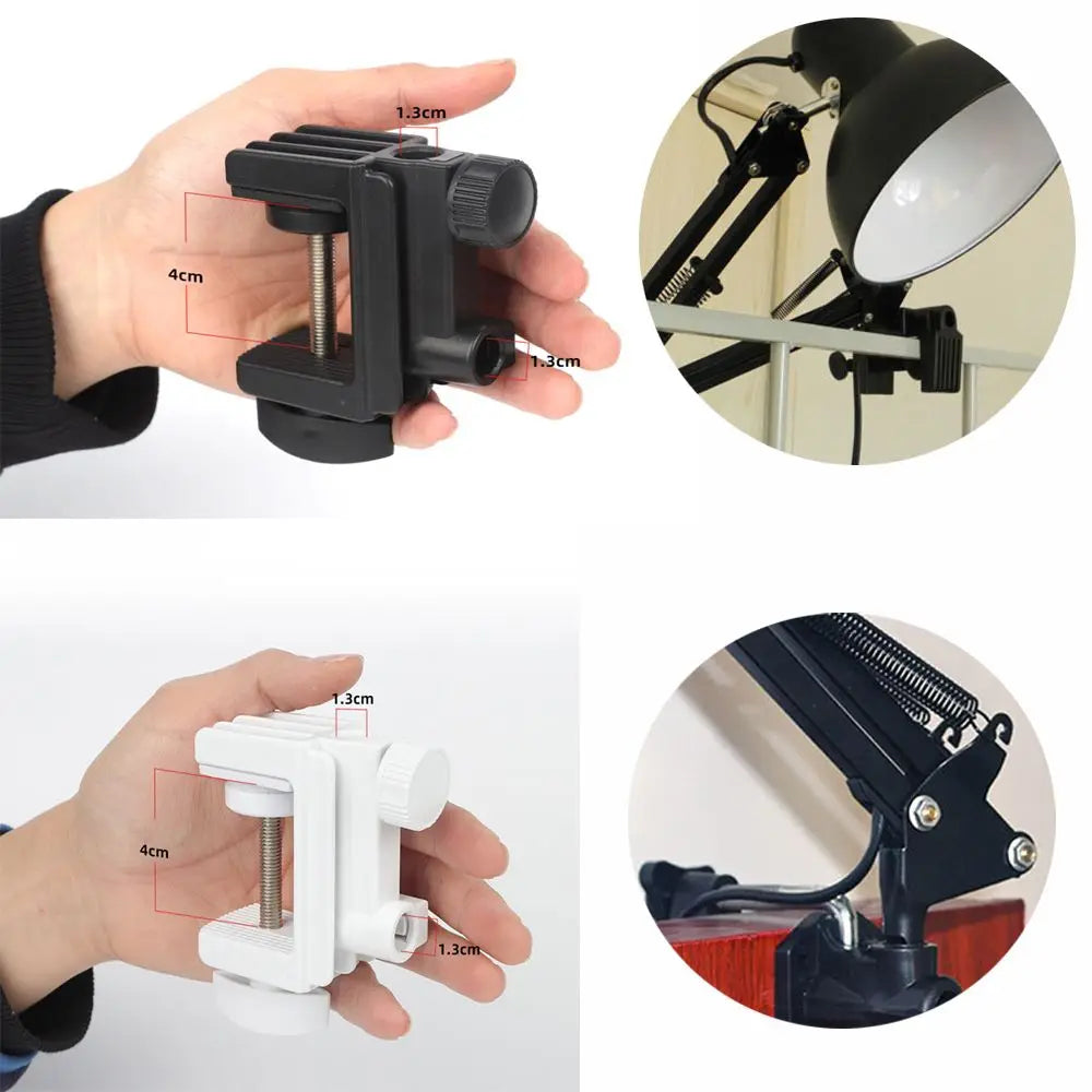 support lampe fixe bord table noir blanc industriel serrage vis adjustable