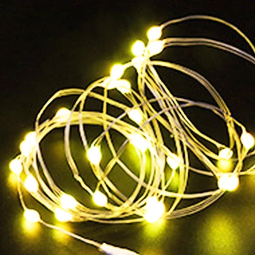 guirlande lumineuse fil cuivre led blanc chaud décoration noël mariage fête intérieur batterie incluse