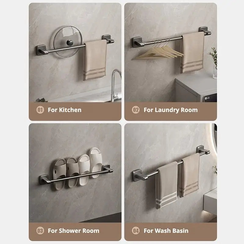 porte serviettes mural adhésif noir gris blanc lisse moderne sans perçage