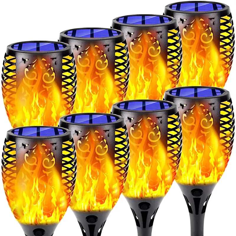 lumière solaire led flamme noire extérieure moderne jardin patio piscine