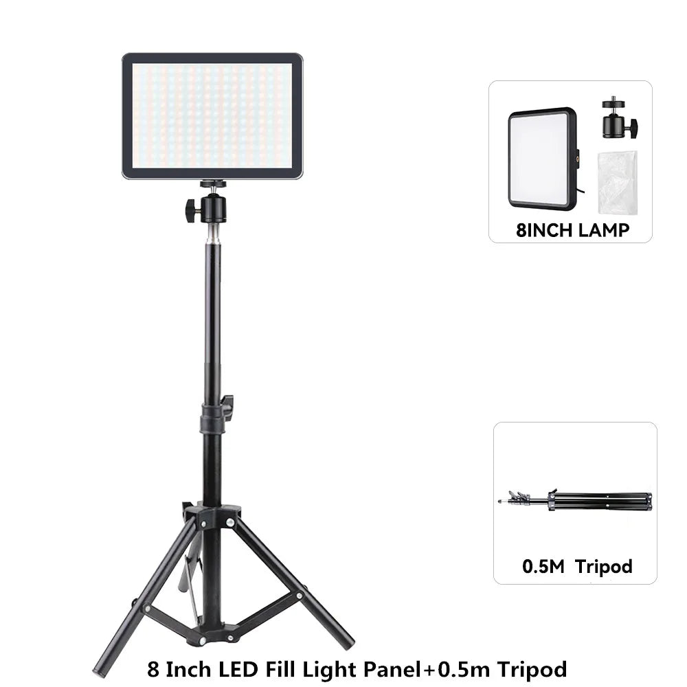 lampe led photo noir modulaire trépied réglable 12 pouces cct 2800k 9000k cdi 100