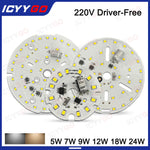 Plaque LED circulaire 5W 7W 9W 12W 18W 24W blanc moderne sans pilote 220V