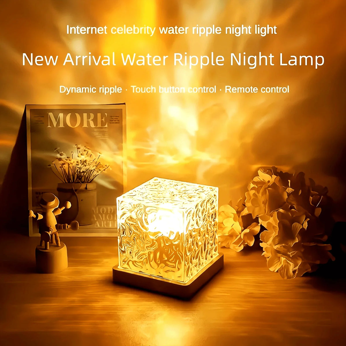 lampe nuit projection vagues transparente moderne 16 couleurs télécommande led tactile