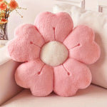 coussin décoratif fleurs arrondies rose blanc moderne doux polyester coton 32cm