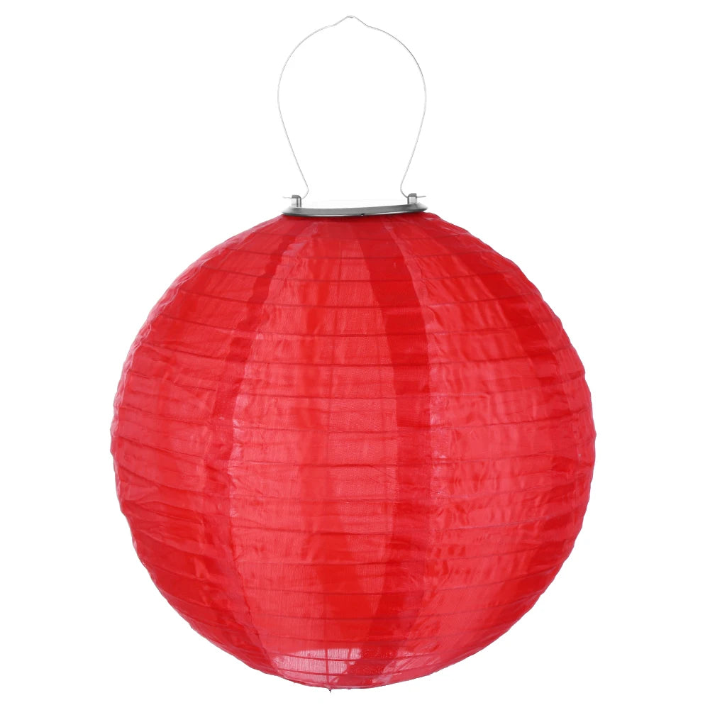 lanterne solaire led florale traditionnelle blanc rouge vert rose crochets tissu nylon opaque festive